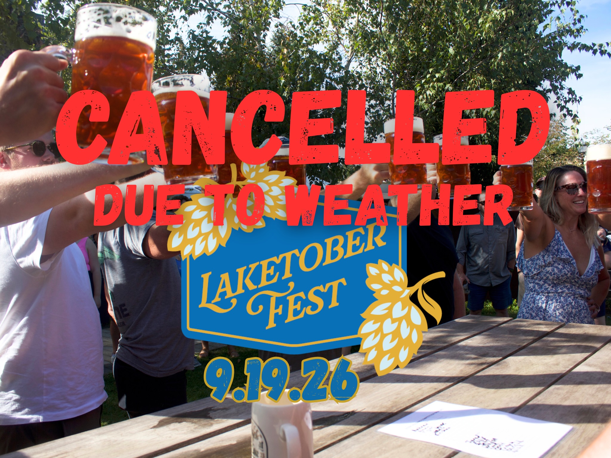 We unfortunately have to cancel our Oktoberfest party this weekend (9/19) due to weather. We’ll still have fall beers dropping, food specials and glass boots for sale but all live music and stein holding is cancelled. 😢